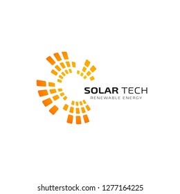 Sun solar energy logo design template. solar tech logo designs