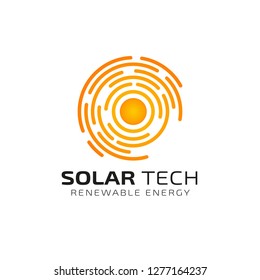 Sun solar energy logo design template. solar tech logo designs