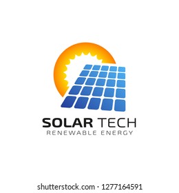 Sun solar energy logo design template. solar tech logo designs