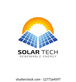 Sun solar energy logo design template. solar tech logo designs