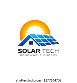 Sun solar energy logo design template. solar tech logo designs