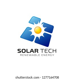 Sun solar energy logo design template. solar tech logo designs