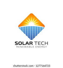 Sun solar energy logo design template. solar tech logo designs