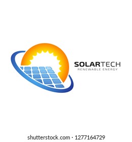 Sun solar energy logo design template. solar tech logo designs