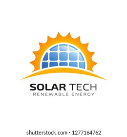 Sun solar energy logo design template. solar tech logo designs