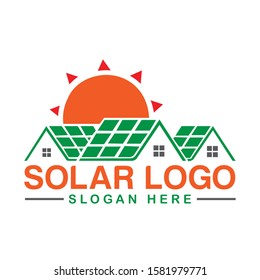 Sun Solar Energy Logo Design Template. Solar Tech Blue Orange Vector Clean Energy Icon Design, Flat Design Illustration with high resolution