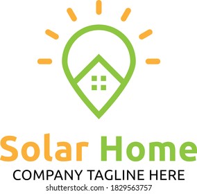 Sun solar energy logo design template. Solar Home Logo Designs