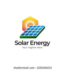 Sun solar energy logo design template. solar tech logo designs
