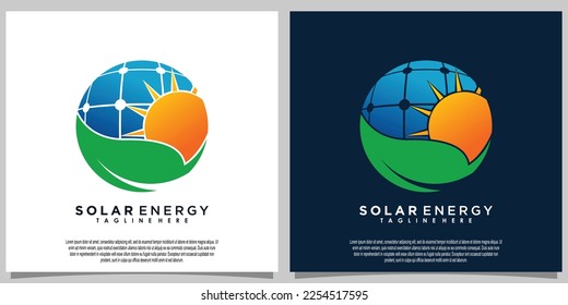 diseño del logotipo de energía solar solar con tecnología de panel solar
