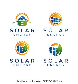 Sun Solar Energy Logo Design Template. Set of Green energy vector
