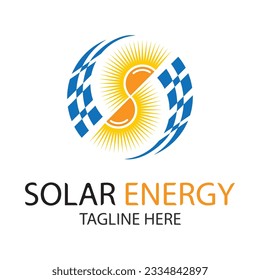 sun solar energy logo design template illustration