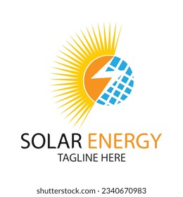 sun solar energy logo design template illustration