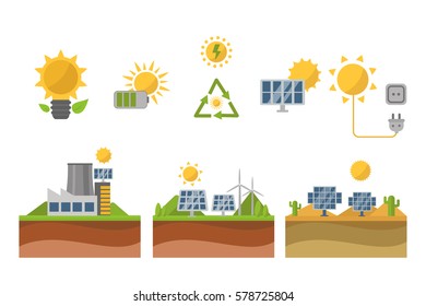 Sun solar energy power electricity technology vector.