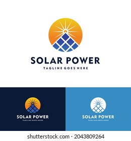 Sun solar energy, solar energy power logo vector icon illustration design