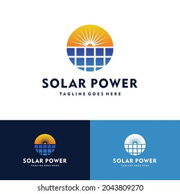 Sun solar energy, solar energy power logo vector icon illustration design