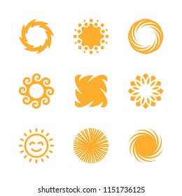 Sun and solar energy vector logo design graphics and icons