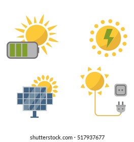 Sun solar energy vector set.