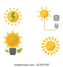 Sun solar energy vector set.