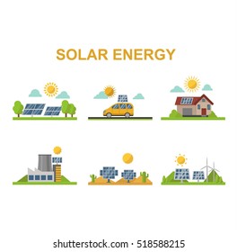 Sun solar energy vector set.