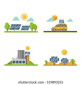 Sun solar energy vector set.