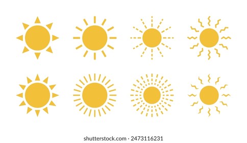 Sol, calor solar, energía solar icono conjunto.