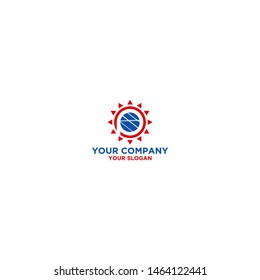 Sun solar panel Logo  Design Vector