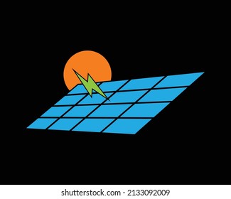Sun With Solar Panel  Logo Design Template. Idea Logo Design Inspiration.