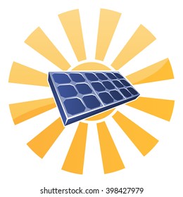 Sun and solar panel photovoltaics cell concept