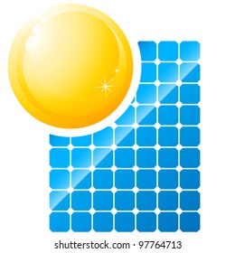 sun and solar panel - vector illustration