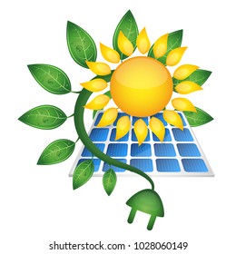 Sun and solar panels electricity bio
