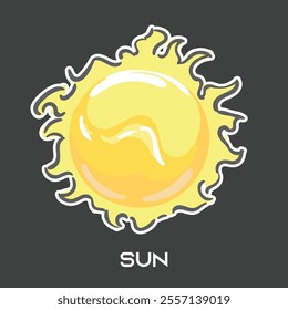 Sun in the solar system. The only star in the solar system. Sun vector illustration.