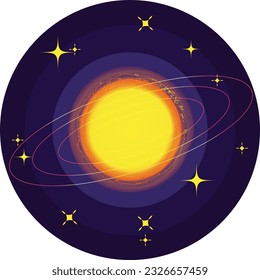 sun in space ,Business technology and science topic, illustrated in flat style with a vector.