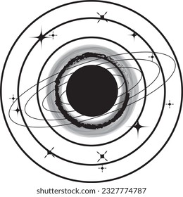 sun in space ,Business technology and science concept, flat-styled line art icon.