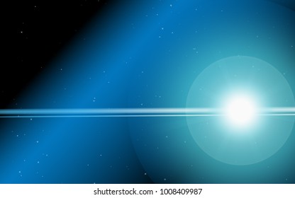 Sun in Space. Cosmos. Sunshine on a Starry Background. Stars in the Sky. Bright Sunlight in the Cosmos. Solar Glare. Sun in Space for Wallpaper, Presentation, Banner, Web Design. Shine. Star Light.