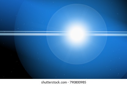 Sun in Space. Cosmos. Sunshine on a Starry Background. Stars in the Sky. Bright Sunlight in the Cosmos. Solar Glare. Wallpaper, Presentation, Banner, Web Design. Shine. Star Light.