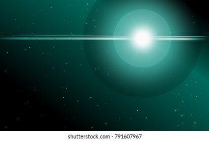 Sun in Space. Cosmos. Sunshine on a Starry Background. Stars in the Sky. Bright Sunlight in the Cosmos. Solar Glare. Sun in Space for Wallpaper, Presentation, Banner, Web Design. Shine. Star Light.