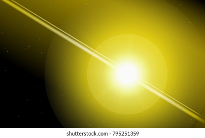 Sun in Space. Cosmos. Sunshine on a Starry Background. Stars in the Sky. Bright Sunlight in the Cosmos. Solar Glare. Sun in Space for Wallpaper, Presentation, Banner, Web Design. Shine. Star Light.
