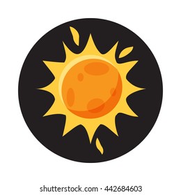 Sun in space icon in cartoon style on a white background