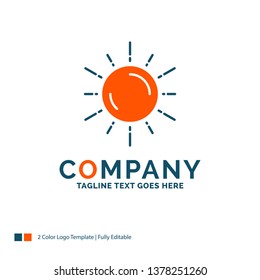 sun, space, planet, astronomy, weather Logo Design. Blue and Orange Brand Name Design. Place for Tagline. Business Logo template.