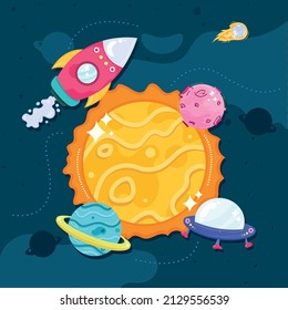 sun and space set icons