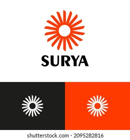 Sun spark logo design concept. Sun company brand logomark illustration. Can representing tech, beam, summer, ray, hot. 