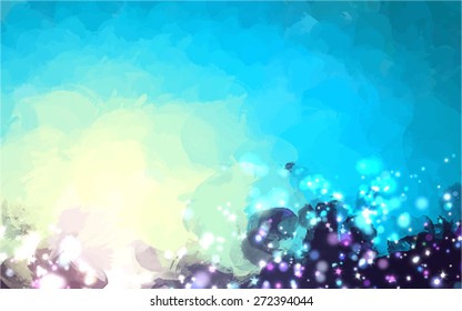 Sun sparkles brush strokes background. Vector version
