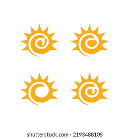 Sun spiral logo. Simple sunshine stylized tribal symbol.