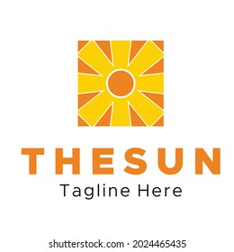 the sun in square company logo template vector design
