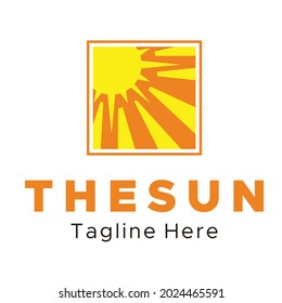 the sun in square company logo template vector design