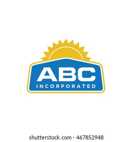 sun star badge abc letter logo