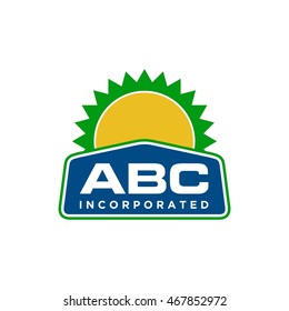 sun star badge abc letter logo