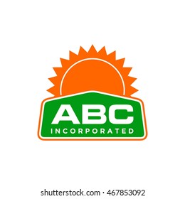 sun star badge abc letter logo