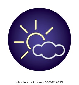 sun star with cloud neon light style icon vector illustration design