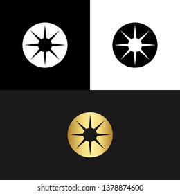 Sun Star Elegant Gold Icon Logo